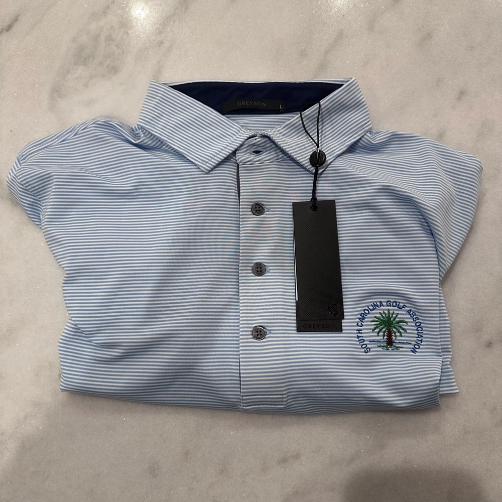 Greyson Blue Polo Shirt with Subtle Pattern